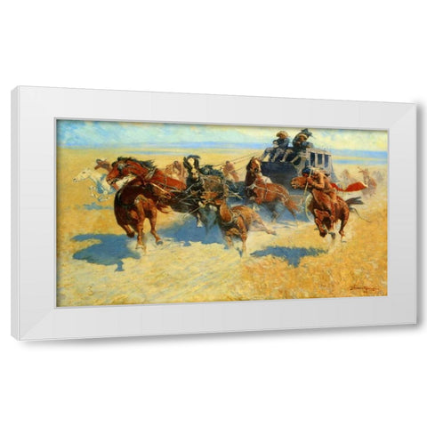 Downing The Nigh Leader White Modern Wood Framed Art Print by Remington, Frederic