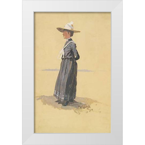 Eva White Modern Wood Framed Art Print by Remington, Frederic