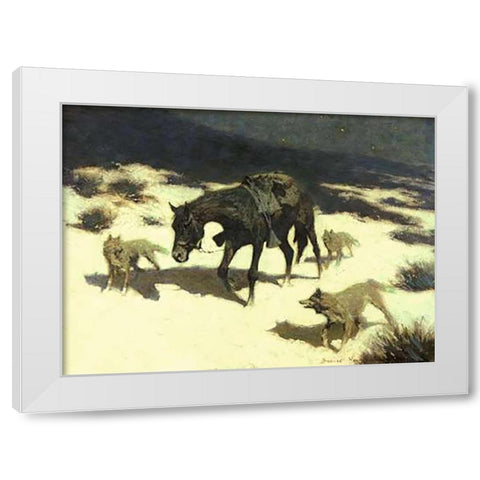 Last March White Modern Wood Framed Art Print by Remington, Frederic
