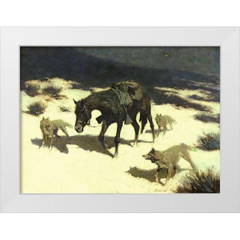 Last March White Modern Wood Framed Art Print by Remington, Frederic