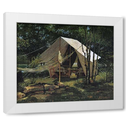 Small Oaks White Modern Wood Framed Art Print by Remington, Frederic