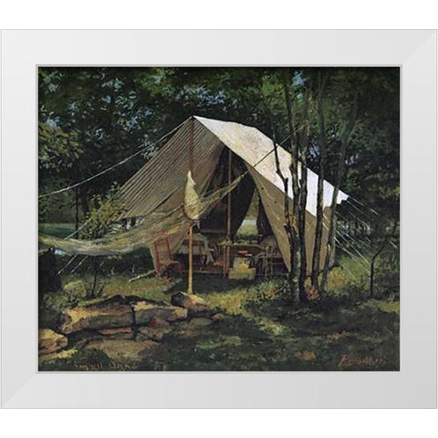 Small Oaks White Modern Wood Framed Art Print by Remington, Frederic