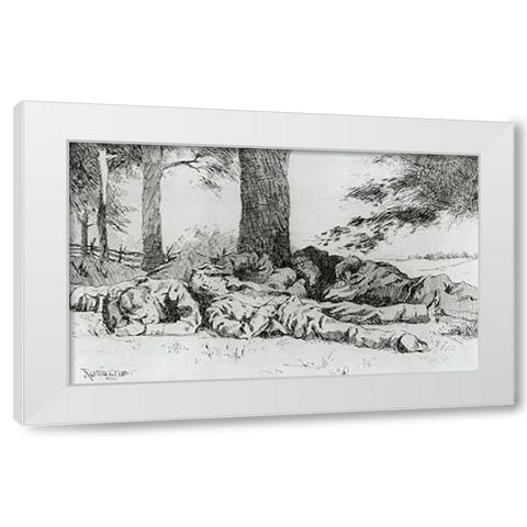 The Noonday Halt White Modern Wood Framed Art Print by Remington, Frederic