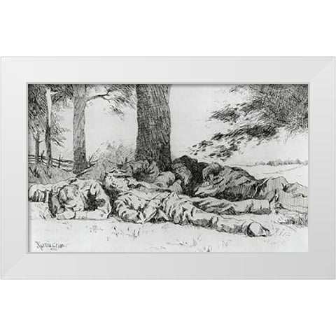 The Noonday Halt White Modern Wood Framed Art Print by Remington, Frederic