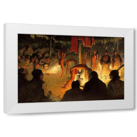 The Sundance White Modern Wood Framed Art Print by Remington, Frederic