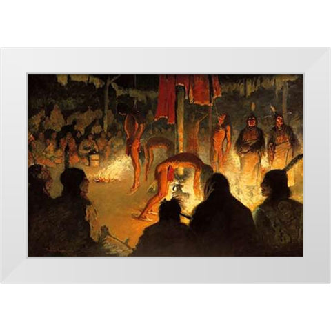 The Sundance White Modern Wood Framed Art Print by Remington, Frederic