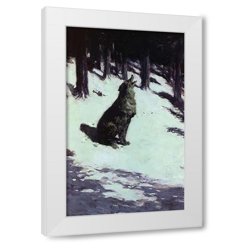 Voice Of The Hills White Modern Wood Framed Art Print by Remington, Frederic