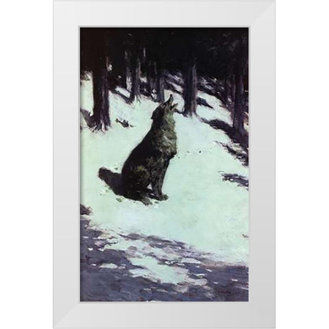Voice Of The Hills White Modern Wood Framed Art Print by Remington, Frederic