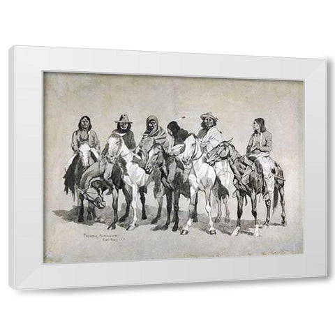 Waiting For The Beef Issue White Modern Wood Framed Art Print by Remington, Frederic