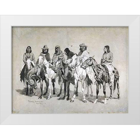 Waiting For The Beef Issue White Modern Wood Framed Art Print by Remington, Frederic