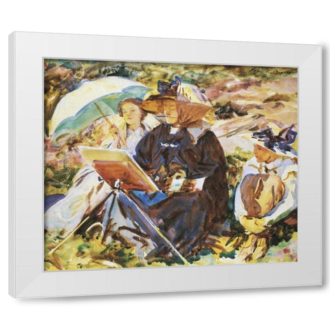 Simplon Pass, the Lesson White Modern Wood Framed Art Print by Sargent, John Singer