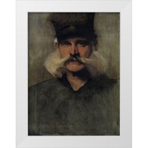 Study of a Man Wearing a Tall Black Hat White Modern Wood Framed Art Print by Sargent, John Singer