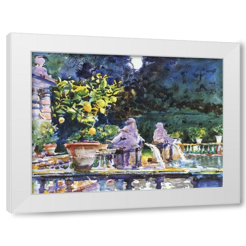 Villa de Marlia: a Fountain, 1910 White Modern Wood Framed Art Print by Sargent, John Singer