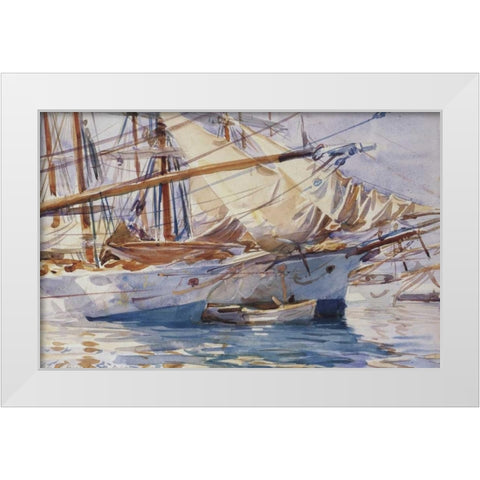 Yachts at Anchor, Palma de Majorca, 1912 White Modern Wood Framed Art Print by Sargent, John Singer