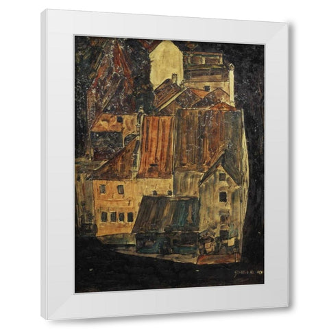 City On The Blue River I 1910 White Modern Wood Framed Art Print by Schiele, Egon