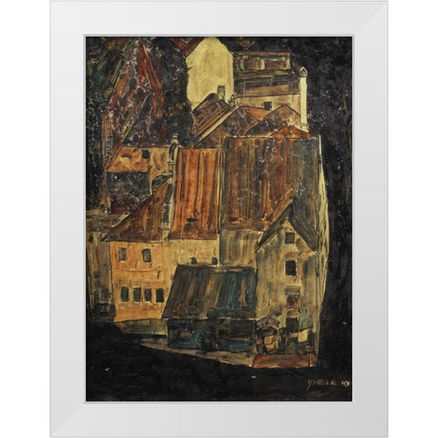 City On The Blue River I 1910 White Modern Wood Framed Art Print by Schiele, Egon