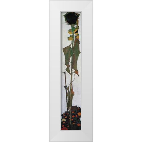Sunflower II 1909 White Modern Wood Framed Art Print by Schiele, Egon