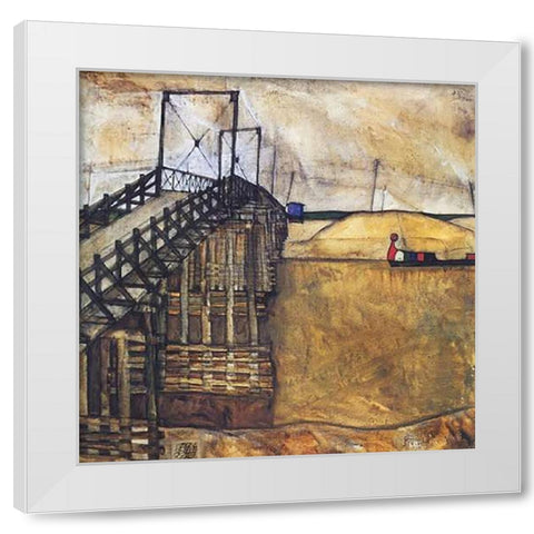 The Bridge White Modern Wood Framed Art Print by Schiele, Egon
