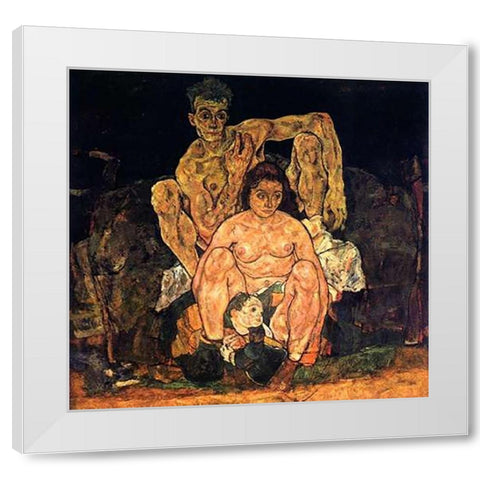 The Family 1918 White Modern Wood Framed Art Print by Schiele, Egon
