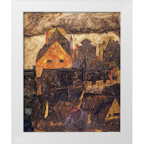 The Old City I White Modern Wood Framed Art Print by Schiele, Egon