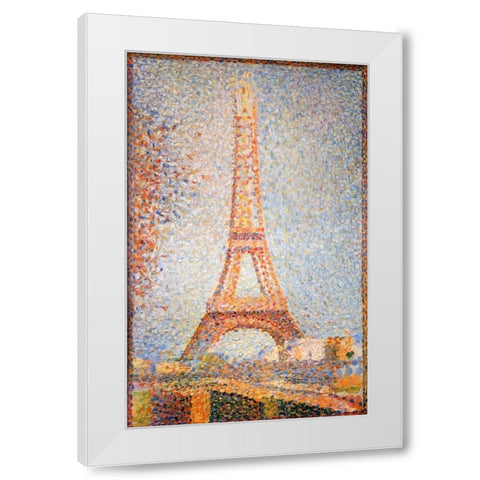 Eiffel Tower White Modern Wood Framed Art Print by Seurat, Georges
