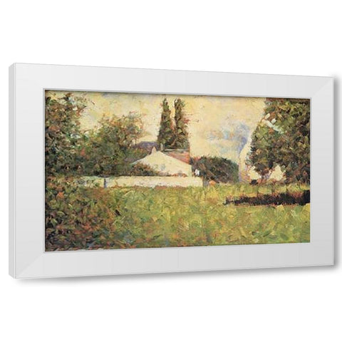 House Among Trees White Modern Wood Framed Art Print by Seurat, Georges