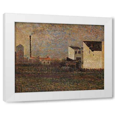 Industrial Suburb White Modern Wood Framed Art Print by Seurat, Georges