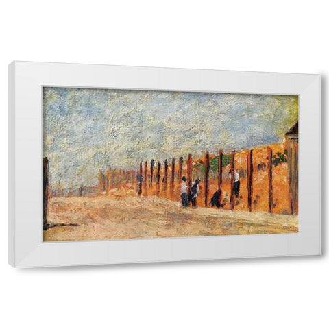 Peasants Driving Stakes White Modern Wood Framed Art Print by Seurat, Georges