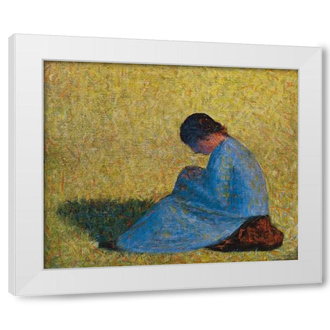 Seated Woman White Modern Wood Framed Art Print by Seurat, Georges