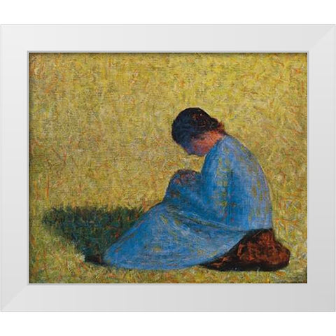 Seated Woman White Modern Wood Framed Art Print by Seurat, Georges