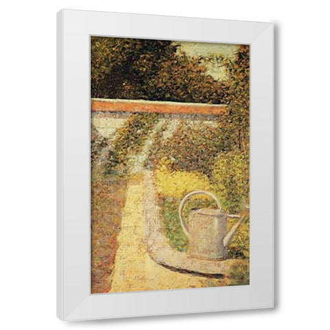 The Watering Can Garden At Le Raincy White Modern Wood Framed Art Print by Seurat, Georges