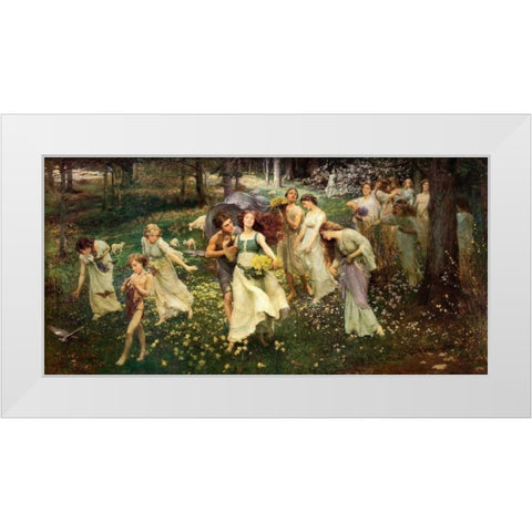 Ward The Progress Of Spring 1905 White Modern Wood Framed Art Print by Seurat, Georges
