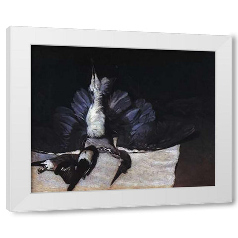 Still Life With Heron White Modern Wood Framed Art Print by Sisley, Alfred