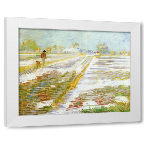 Landscape Snow White Modern Wood Framed Art Print by Van Gogh, Vincent