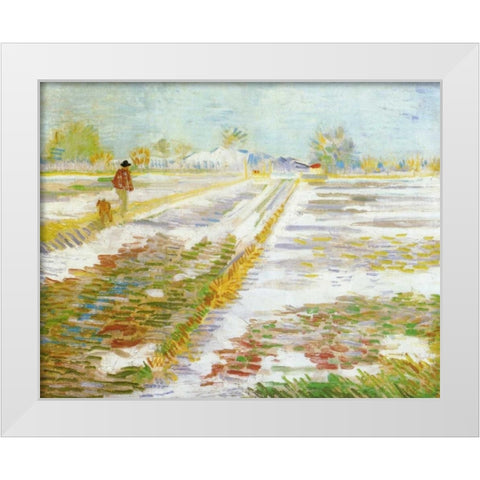 Landscape Snow White Modern Wood Framed Art Print by Van Gogh, Vincent