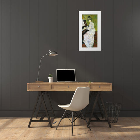 Marguerite Gachet At Piano White Modern Wood Framed Art Print by Van Gogh, Vincent
