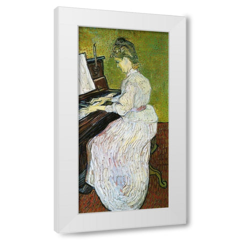 Marguerite Gachet At Piano White Modern Wood Framed Art Print by Van Gogh, Vincent