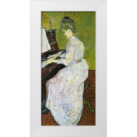 Marguerite Gachet At Piano White Modern Wood Framed Art Print by Van Gogh, Vincent