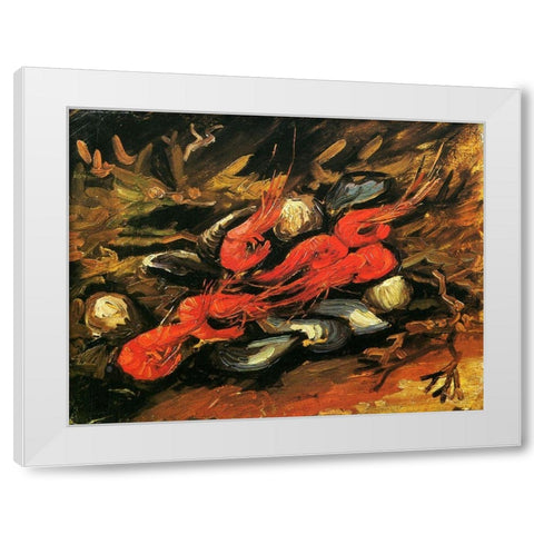 Mussels Shrimp White Modern Wood Framed Art Print by Van Gogh, Vincent