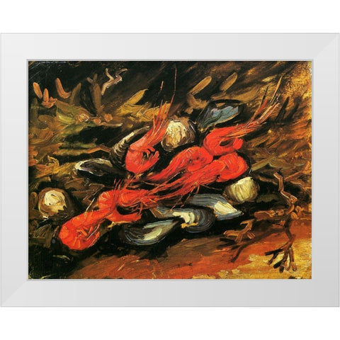 Mussels Shrimp White Modern Wood Framed Art Print by Van Gogh, Vincent