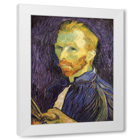 Self Portrait 1889 White Modern Wood Framed Art Print by Van Gogh, Vincent