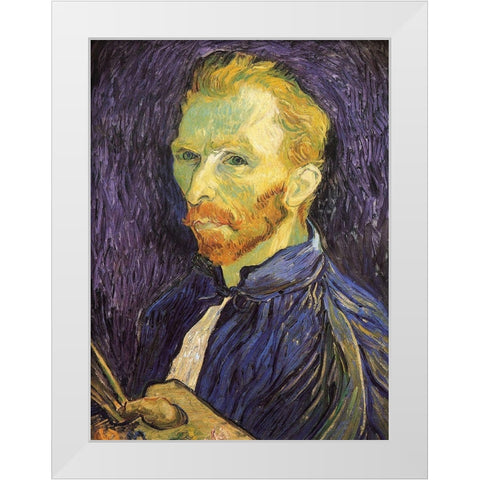 Self Portrait 1889 White Modern Wood Framed Art Print by Van Gogh, Vincent