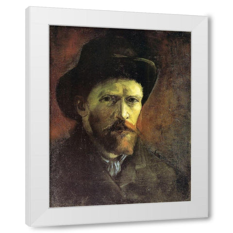 Self Portrait Dark Felt Hat White Modern Wood Framed Art Print by Van Gogh, Vincent