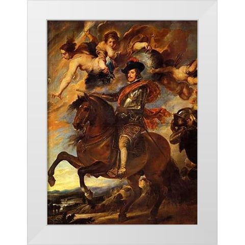 Allegorical Portrait Of King Philip IV White Modern Wood Framed Art Print by Velazquez, Diego