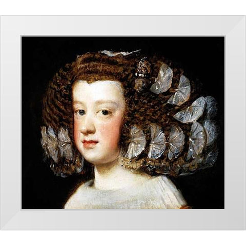 Infanta Maria Teresa 2 White Modern Wood Framed Art Print by Velazquez, Diego