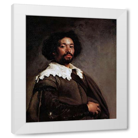 Juan De Pareja White Modern Wood Framed Art Print by Velazquez, Diego