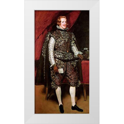 King Philip IV In A Costume With Silver White Modern Wood Framed Art Print by Velazquez, Diego