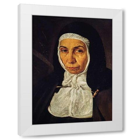 Mother Jeronima De La Fuente White Modern Wood Framed Art Print by Velazquez, Diego