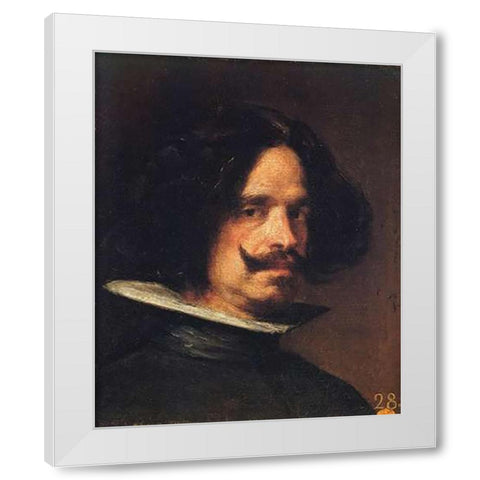 Self Portrait White Modern Wood Framed Art Print by Velazquez, Diego