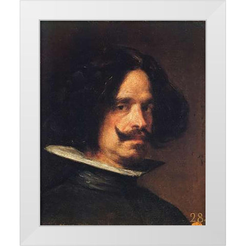 Self Portrait White Modern Wood Framed Art Print by Velazquez, Diego